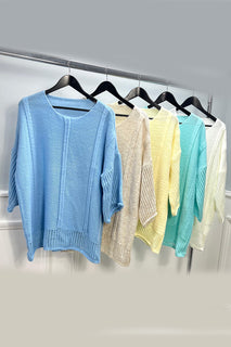 Round Neck, Lana Wool, Acrylic, & Viscose Knitted, Oversized Jumper