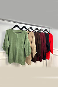 Round Neck, Lana Wool, Acrylic, & Viscose Knitted, Oversized Jumper