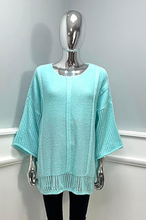 Round Neck, Lana Wool, Acrylic, & Viscose Knitted, Oversized Jumper