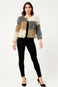 Multicolor Textured Fringe Yarn Cardigan