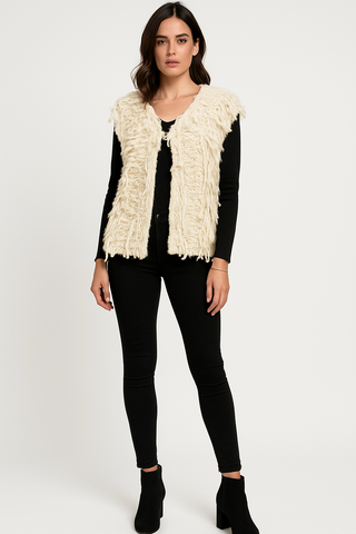 Textured Shaggy Knit Vest