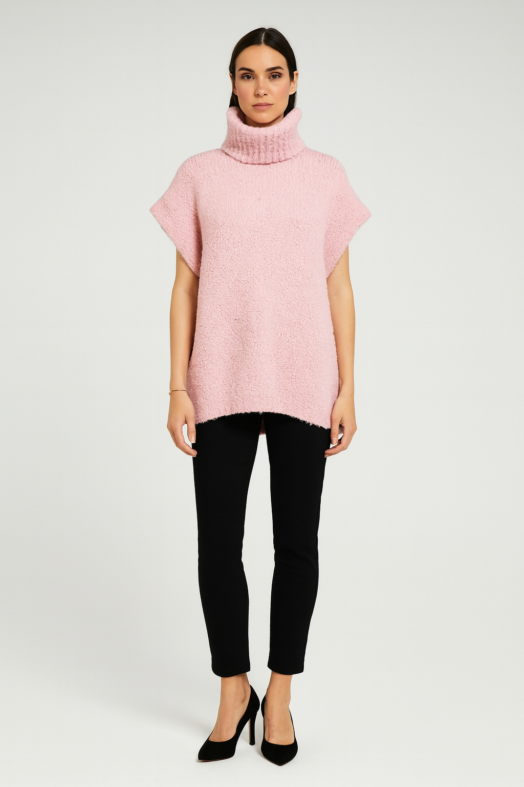 Turtleneck Jumper - Soft boucle knit with a relaxed cut and rolled turtleneck