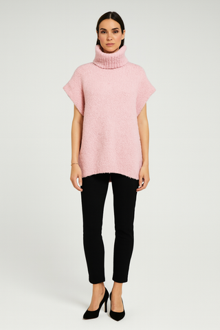 Turtleneck Jumper - Soft boucle knit with a relaxed cut and rolled turtleneck