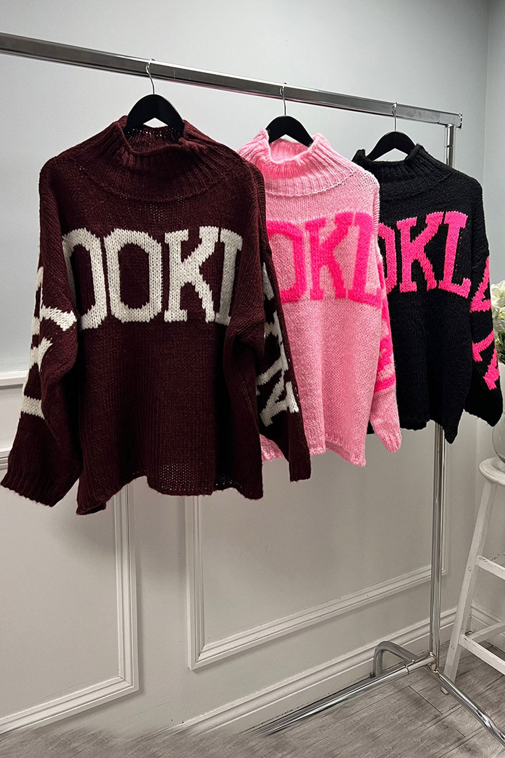 Oversized , Lond sleeves , knitted jumper with ribbed turtleneck