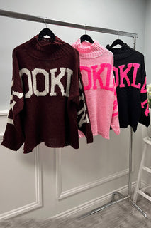 Oversized , Lond sleeves , knitted jumper with ribbed turtleneck