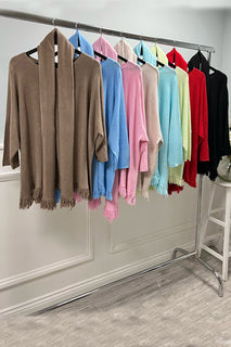 Round Neck, Viscose Knitted Jumper with Scarf