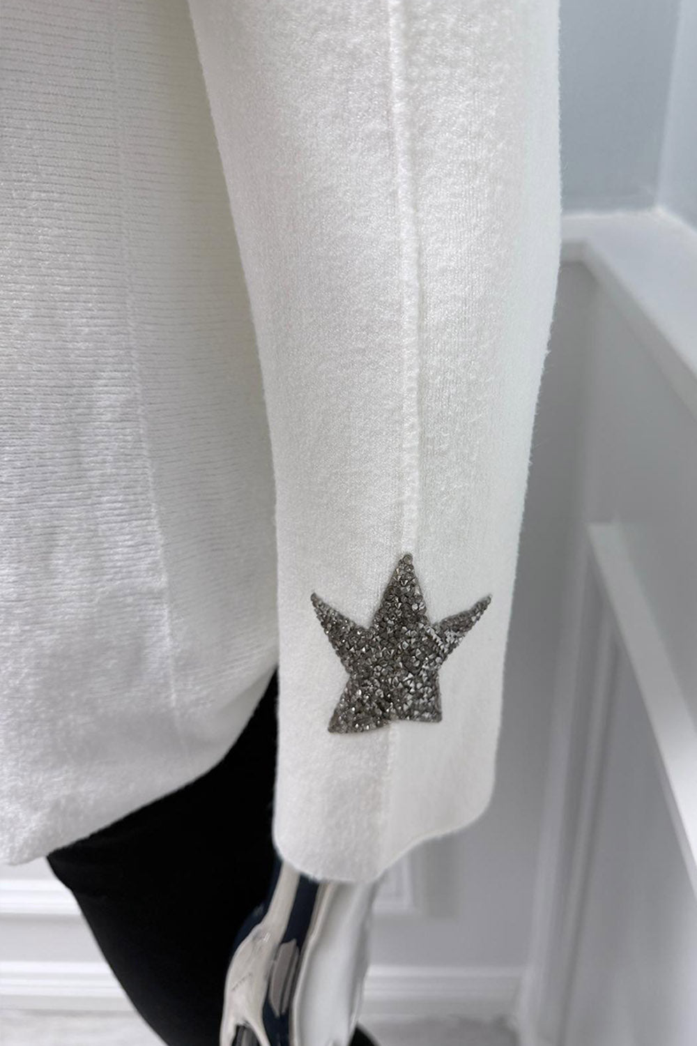 V-Neck, Diamanté Star ⭐ Detailed, Viscose Jumper