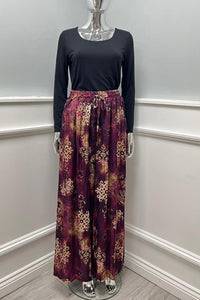 Elasticated Waist, Drawstring Detailed, Two Pocket, Wide Leg Satin Trouser