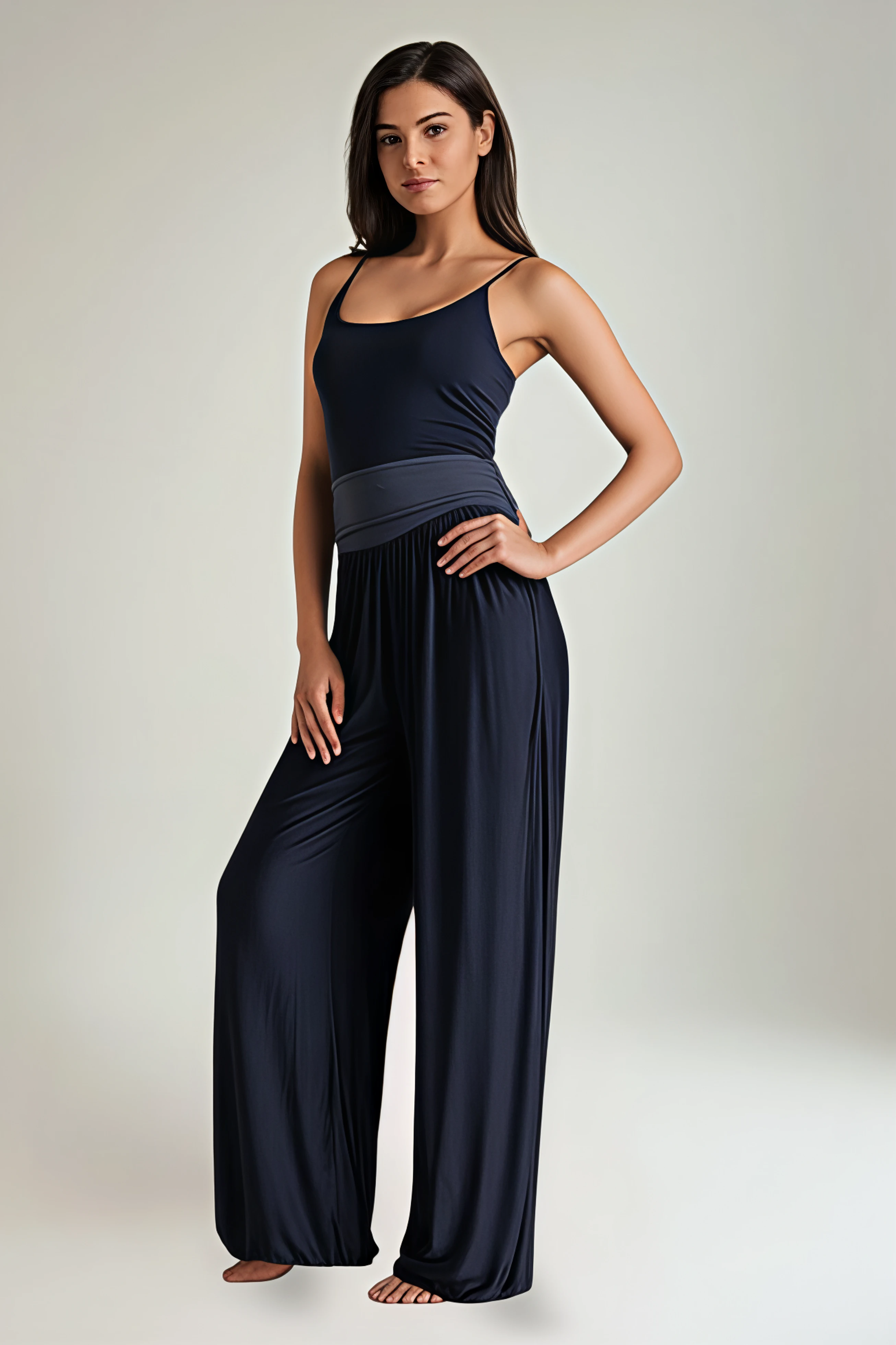 Elasticated Waist, Wide Leg Silk Trouser