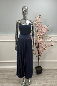 Elasticated Waist, Wide Leg Silk Trouser