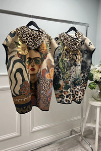 Leopard Print Vest – Sleeveless Zip-Up with Curved Hem