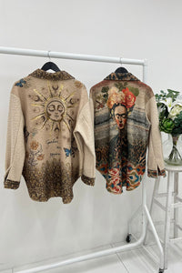 Collared, Button Through, Print Detailed, High Low Shacket.