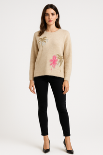 palm tree embroidered knit jumpers