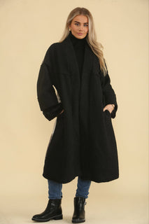 Suede Print Back Detailed Coat