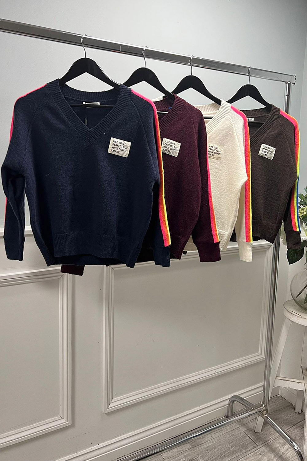 Knit jumper with Neon Stripe Detailing