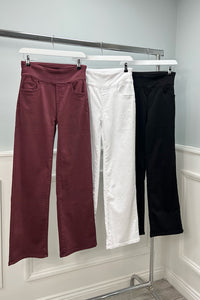 Elasticated Waist, Two Pocket Wide Leg Stretchy Denim Jeans
