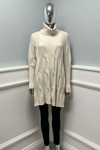 Roll Neck, Side Split Hem, Cable Knit Jumper