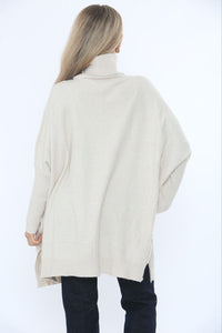 Roll Neck, Side Split Hem, Cable Knit Jumper