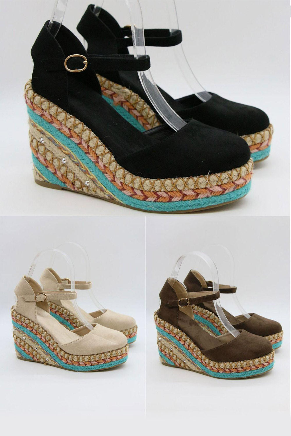 Embroidered Platform Espadrille Wedges