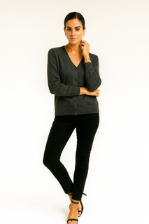 V-neckline buttons down the front Cardigan