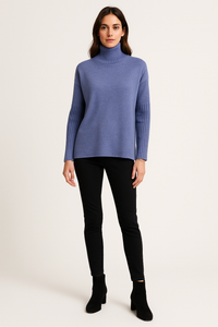 High Neck , Long Sleeves Jumper with ribbed detailing on the sleeves