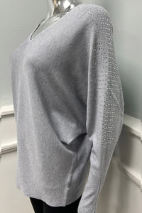 V Neck Long Sleeves Jumper with subtle embellishments on Shoulder