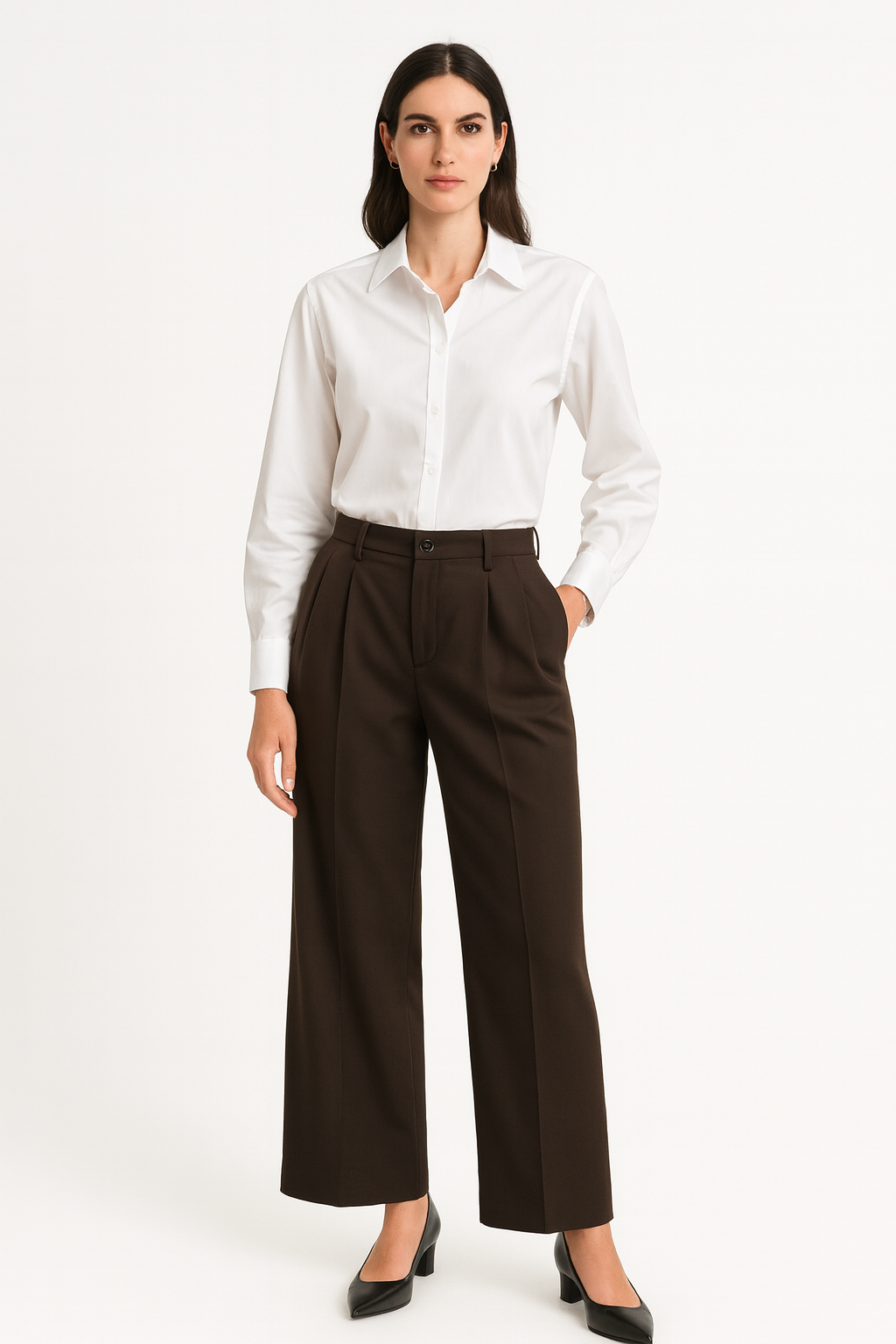 Elasticated Waist, Two Pocket Wide Leg Trouser