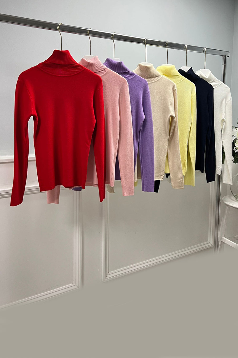 Roll Neck Viscose Knitted Jumper