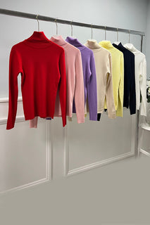 Roll Neck Viscose Knitted Jumper