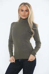 Roll Neck Viscose Knitted Jumper