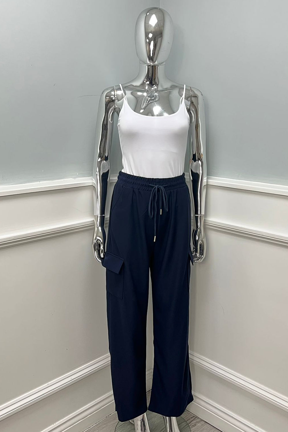 Elasticated Waist, Wide Leg Combat Trouser
