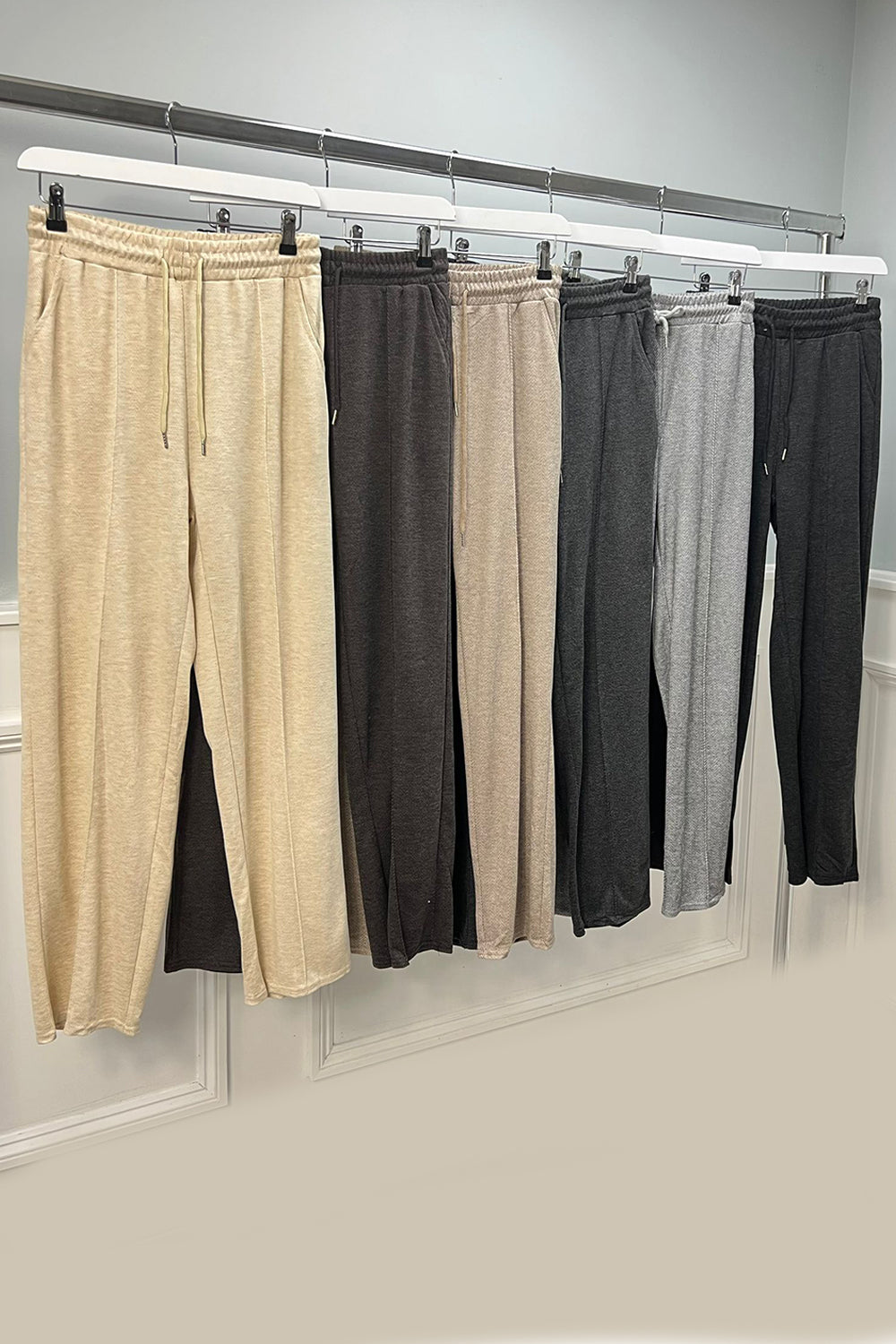 Elasticated Waist, Drawstring Deatiled, Two Pocket Wide Leg Trouser
