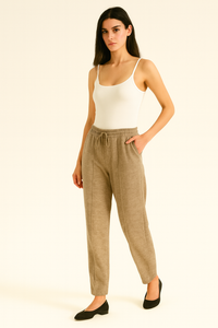 Elasticated Waist, Drawstring Deatiled, Two Pocket Wide Leg Trouser