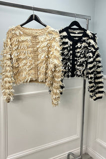 Round Neck, Viscose Knitted Shagy Knit Cardigan