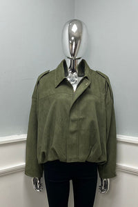 Oversized Suede-Look Bomber Jacket