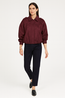 Oversized Suede-Look Bomber Jacket