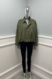 Oversized Suede-Look Bomber Jacket