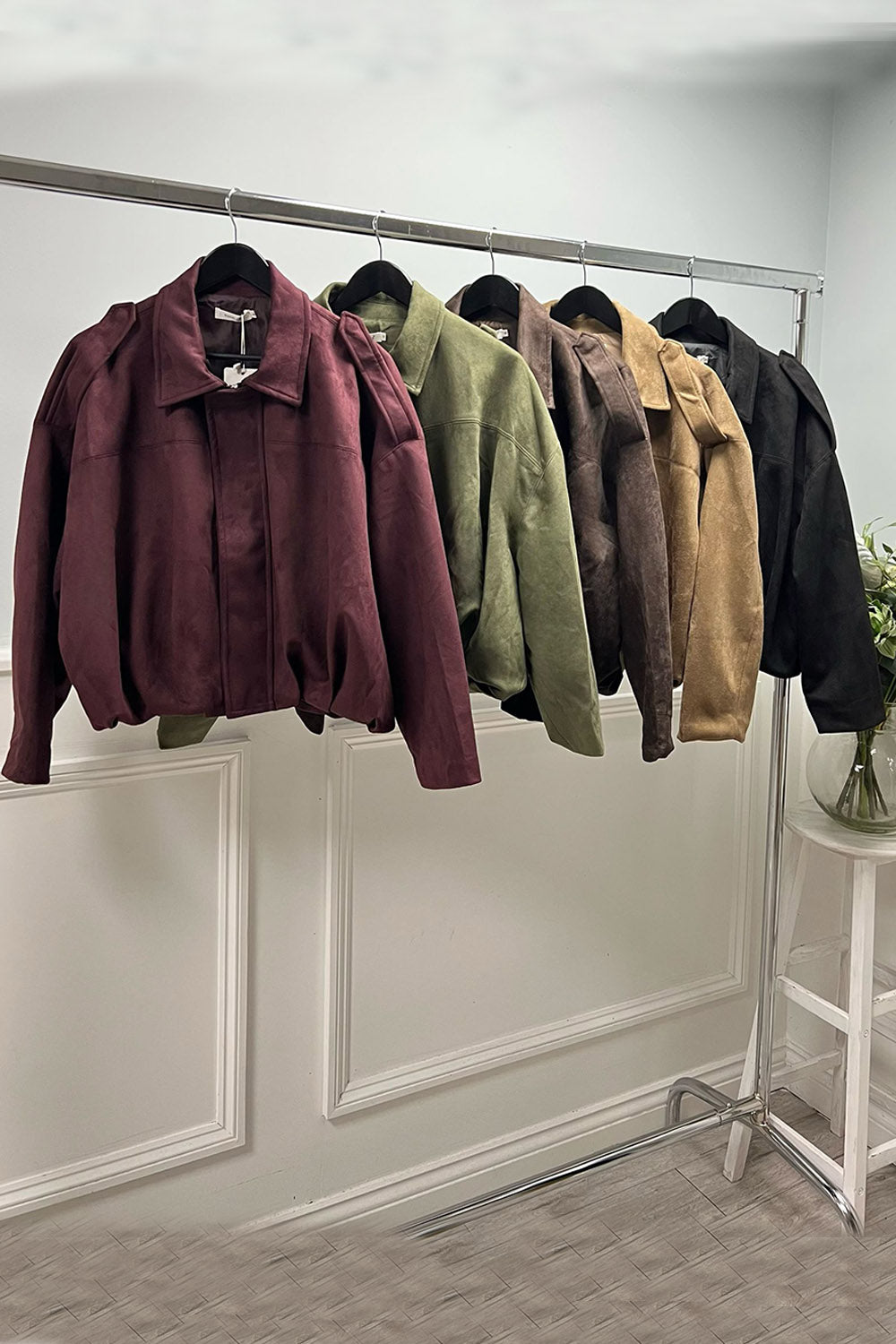 Oversized Suede-Look Bomber Jacket