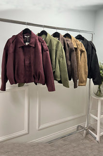 Oversized Suede-Look Bomber Jacket