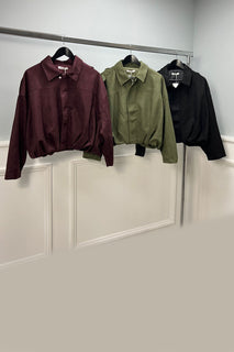Oversized Suede-Look Bomber Jacket