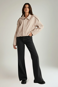 Oversized Suede-Look Bomber Jacket