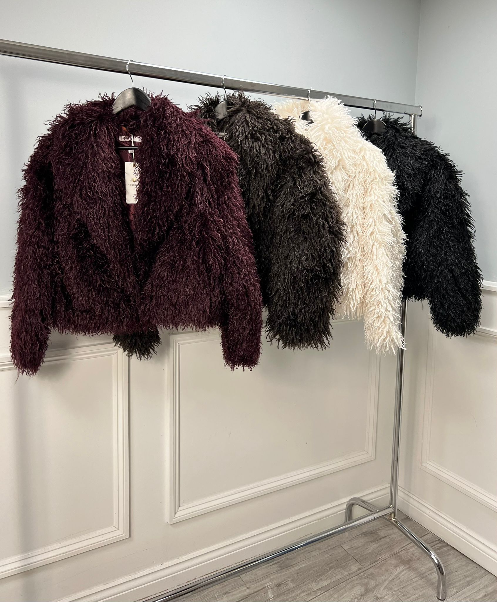 short, cropped trendy, fuzzy jackets