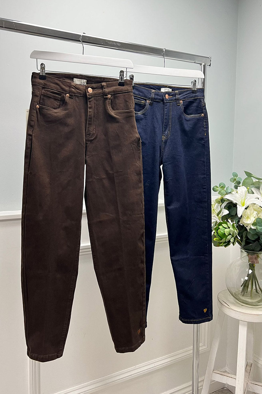 Deep Cocoa Jeans with Timeless Appeal