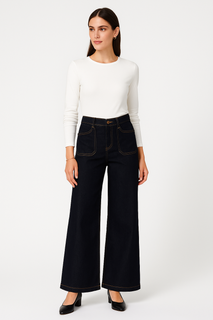 Wide-leg dark denim