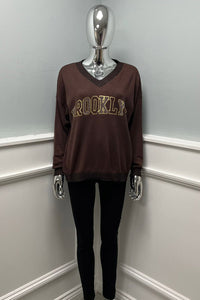 “BROOKLYN” V-Neck Embellished Jumper