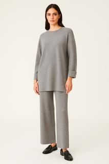 Crew Neck, Long Sleeves, Gold Button Cuffs Co ords