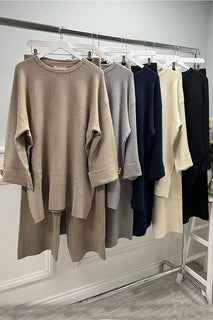 Crew Neck, Long Sleeves, Gold Button Cuffs Co ords