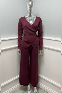 V-neck , front wrap co ords set
