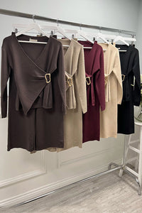 V-neck , front wrap co ords set