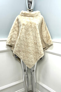 High cowl neck , faux fur cape